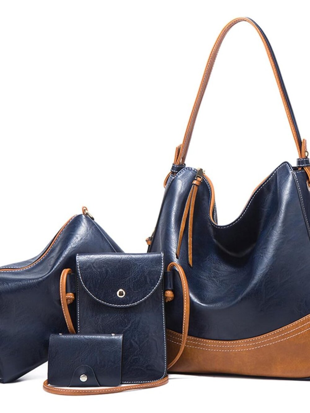4Pcs Large Hobo Shoulder Bag Set for Women, Faux Leather Tote Handbag with Trend